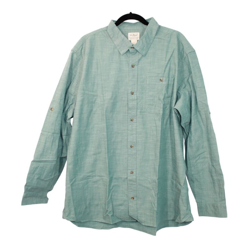 LL Bean Green Cotton Traditional Fit Long Sleeve Button Up Shirt Various Sizes